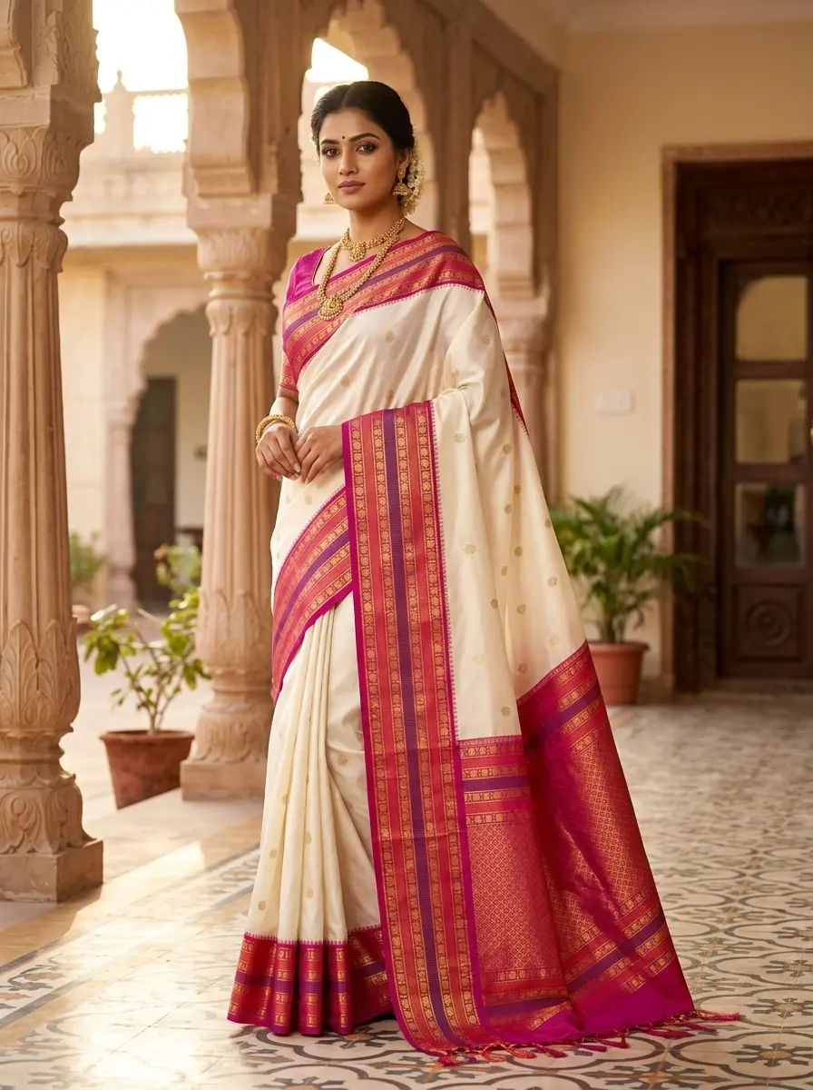 Traditional Zari Border Kanchipuram Silk Saree